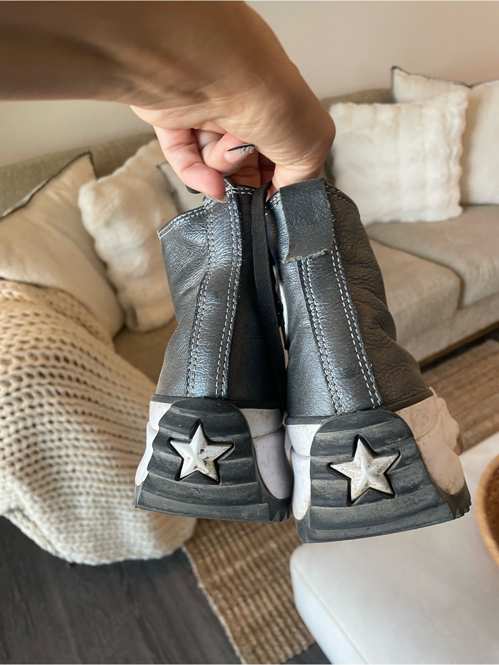 Platform CONVERSE High-Top Lace-Up Sneakers in Gray - Picture 2 of 6